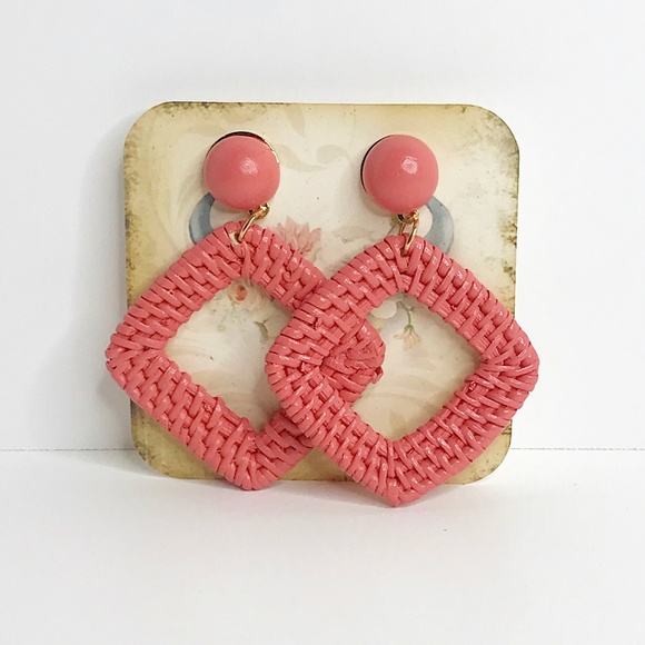 BaubleBar Style Square Hoops in Coral - Picture 1 of 2